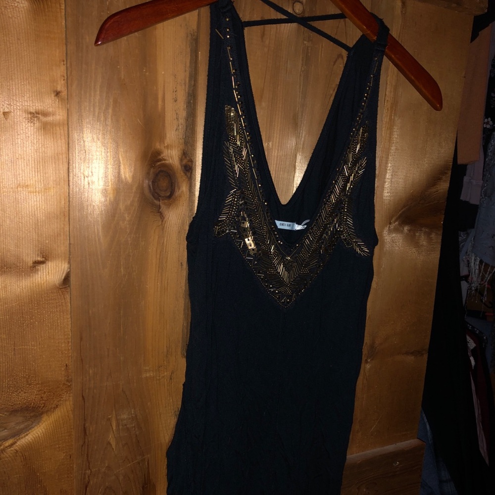 Black, Gold Beaded Top